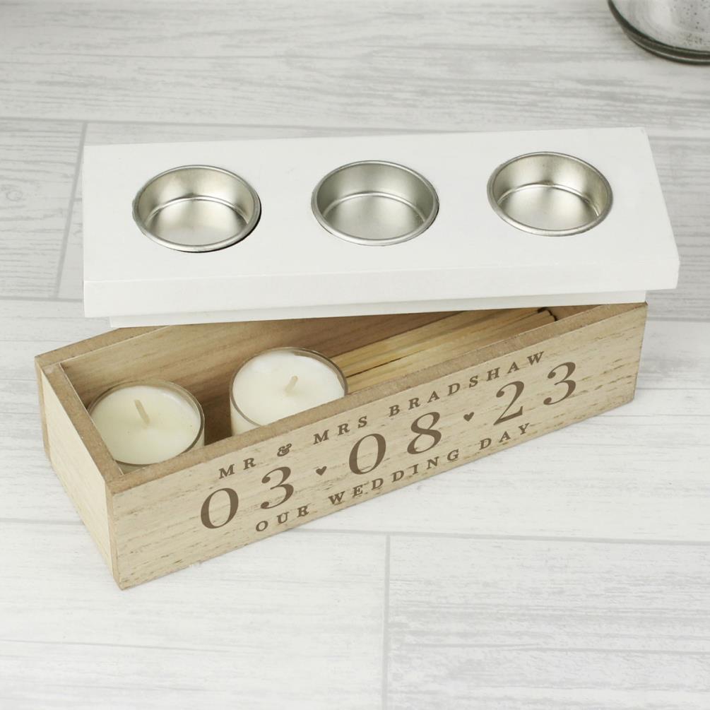 Personalised Large Date Triple Tea Light Box Extra Image 2